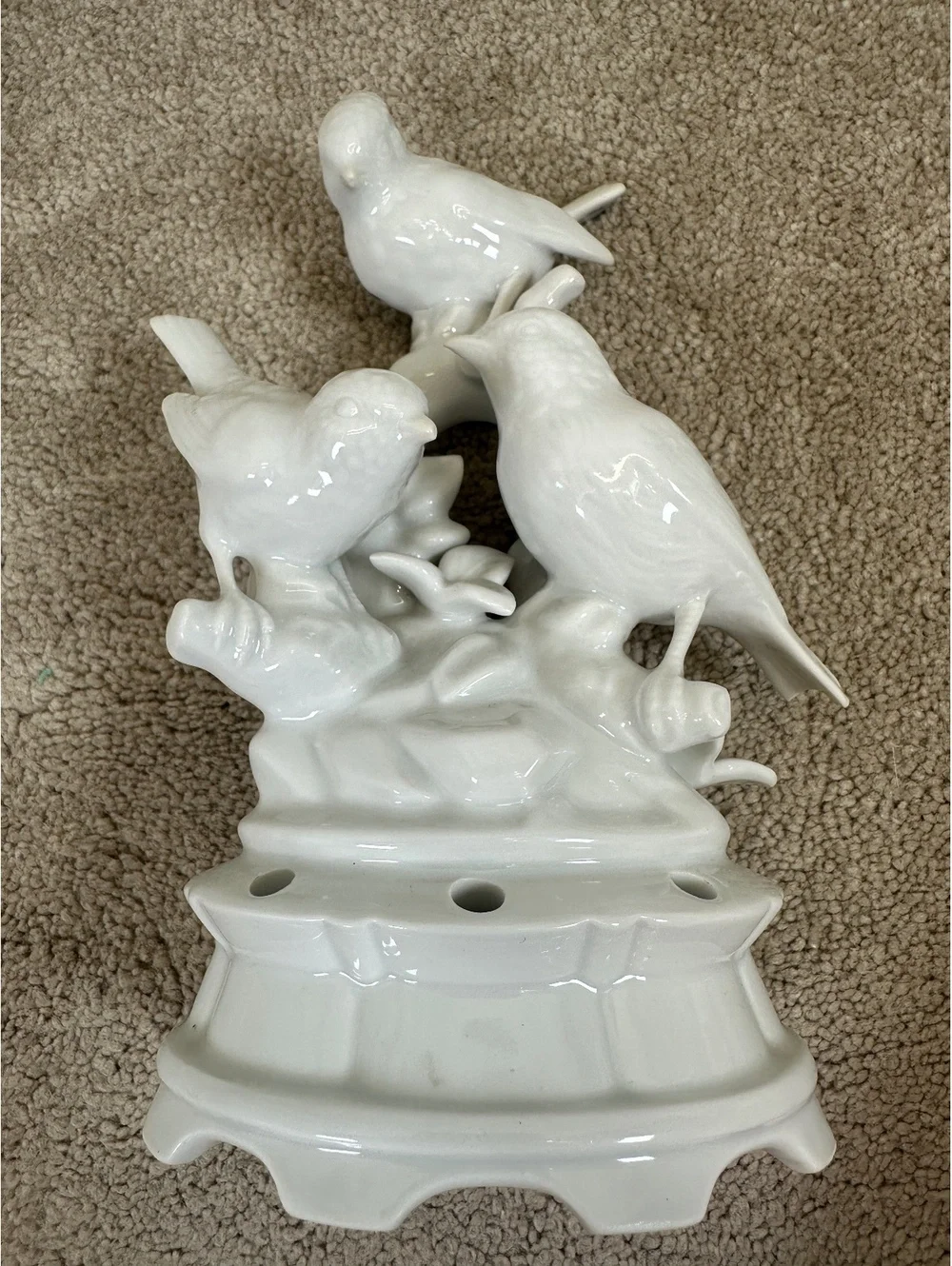 VTG Dresden Porcelain Wolfsohn & Sons Pair Of Bird Candle Holders + Flower Frog